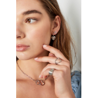 Verstelbare ring hart - zilver Stainless Steel One size