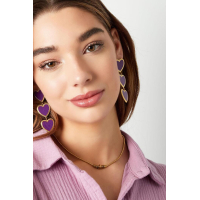 Oorbellen 3 sierlijke hartjes op een rij Roze 