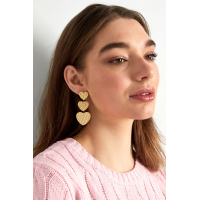 Triple heart oorbel - goud