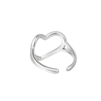 Verstelbare ring hart - zilver Stainless Steel One size