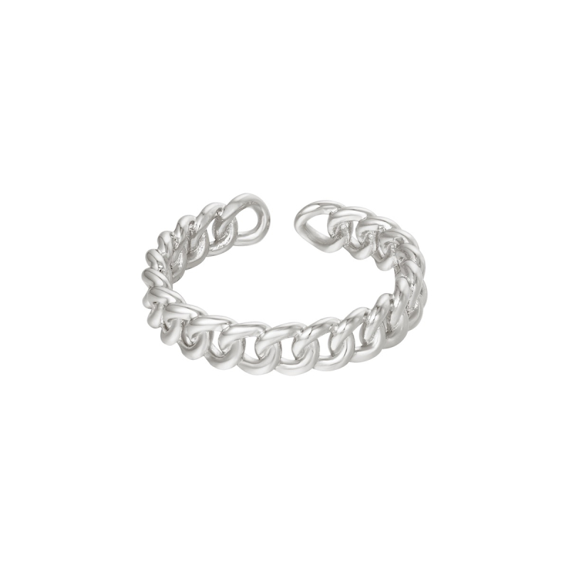 Chained ring zilver