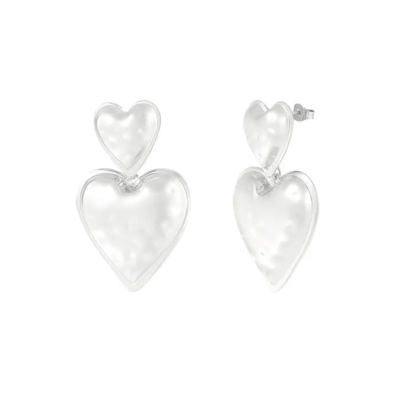 Heart Duo Oorbellen - Zilver