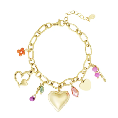 Statement charms armband - goud