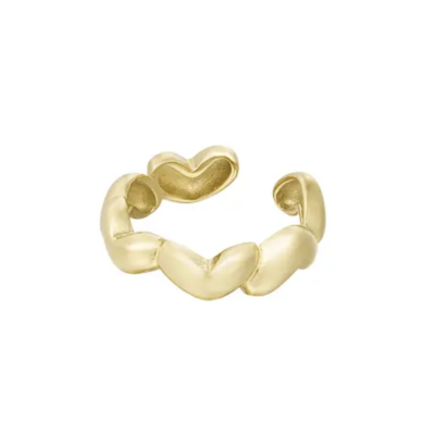 Hearts Around Ring - Goud