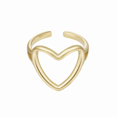Verstelbare ring hart - goud Stainless Steel One size