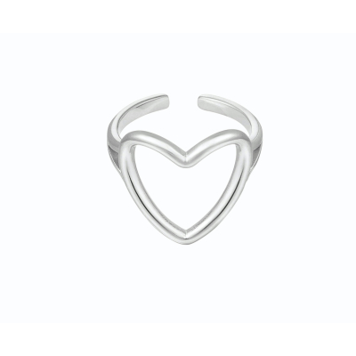 Verstelbare ring hart - zilver Stainless Steel One size