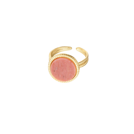 Ring ronde steen - goud/roze