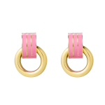 Oorbel dubbele laag roze - goud