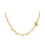 Platte grove ketting met bloemetjes hanger - goud