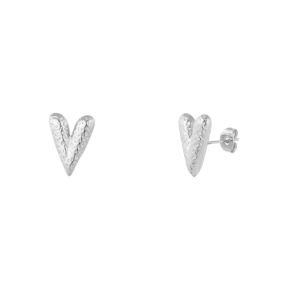 Hartjes oorstekers met structuur - zilver