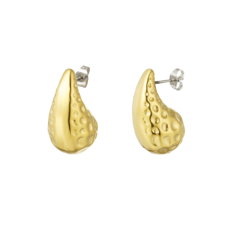 Roestvrij Stalen Hart Vintage Oorknopje - Goud